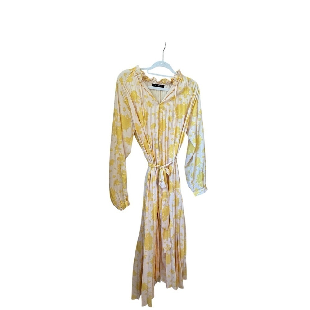 Chic Yellow Floral Long Sleeve Dress